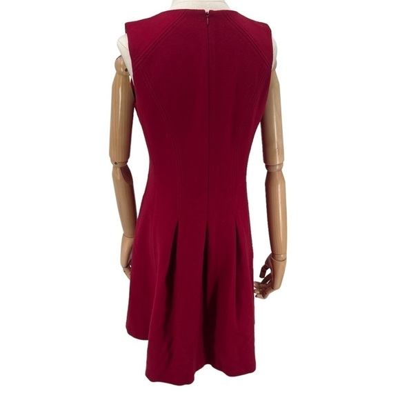 Theory Red Wool Sleeveless Lined Pleated Dress Size 12 Women’s - Picture 5 of 7